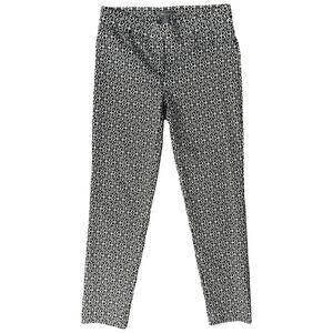 89th And Madison Black White Brocade Elastic Waist Pull On Trousers Pants size M